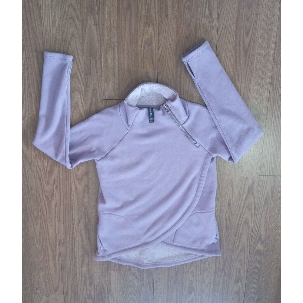 Athleta Women's close‎ neck Jacket Long Sleeve Sz XXS cotton spandex poly purple